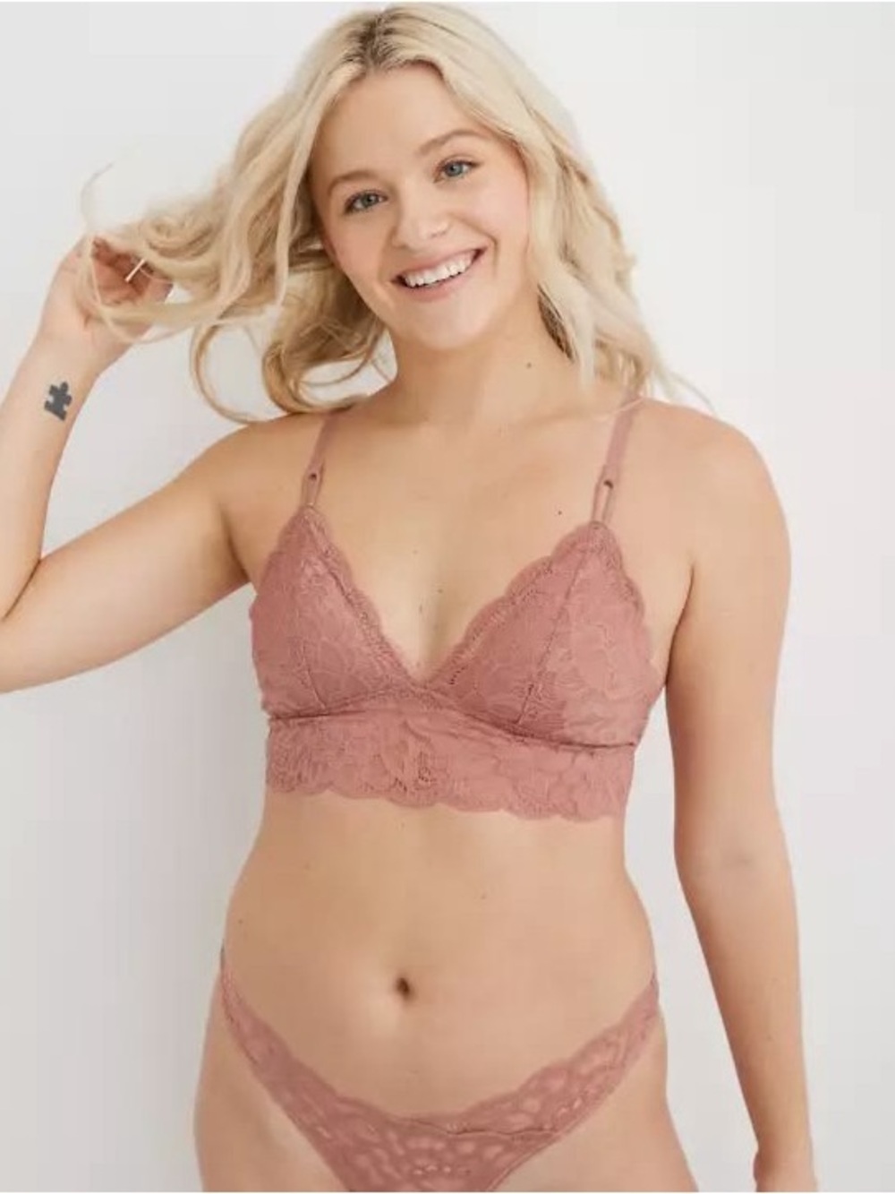 Aerie New Blooms Lace Padded Triangle Bralette in Meadow Bound